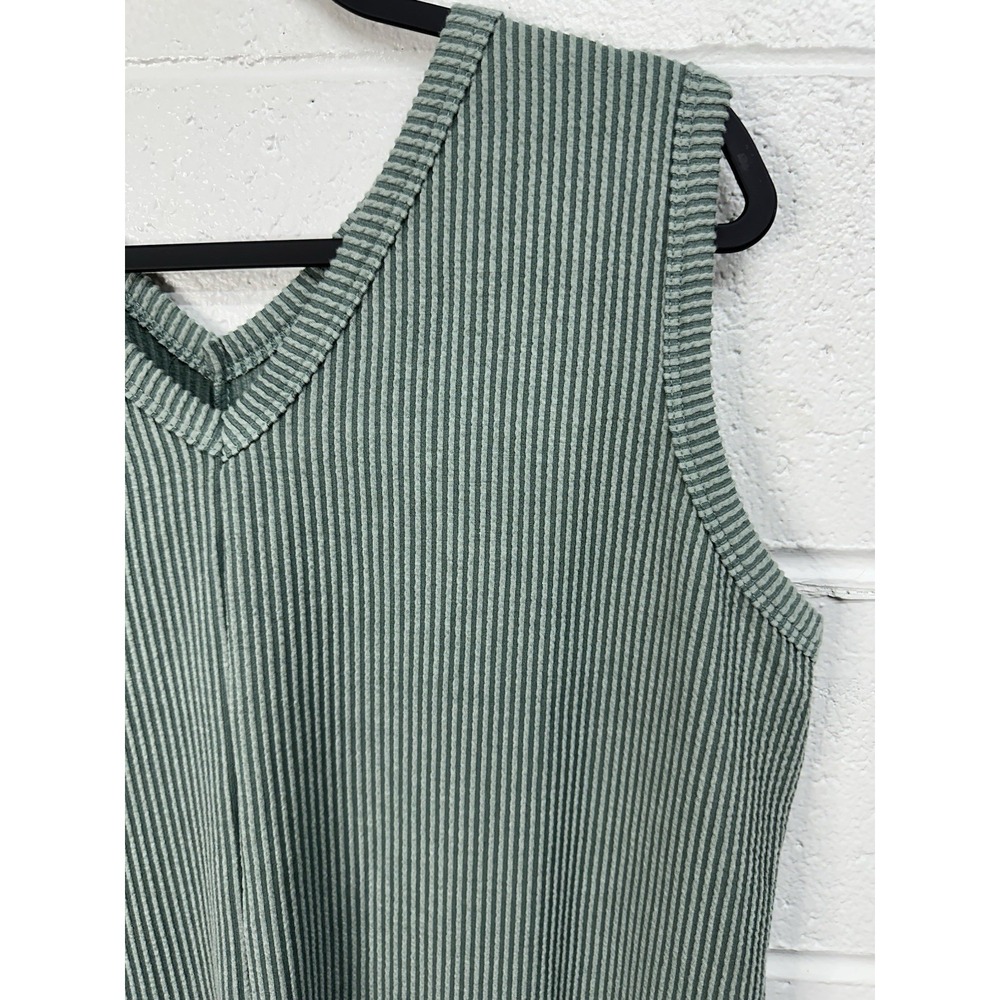 Heimish USA Romper Olive Green Ribbed Pockets / Women's 2X - Picture 2 of 6